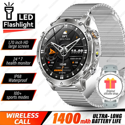 Brand+TANK Ultra 1400mAh Big Battery Smart Watch Men GPS Path Sport Flashlight BT Call Waterproof Outdoor Military Smartwatches
