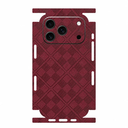 Full Wrap Faux Leather 3D Embossed Back Skin for iPhone 17 16 15 14 13 Pro Max Anti Scratch Rear Protective Film Sticker