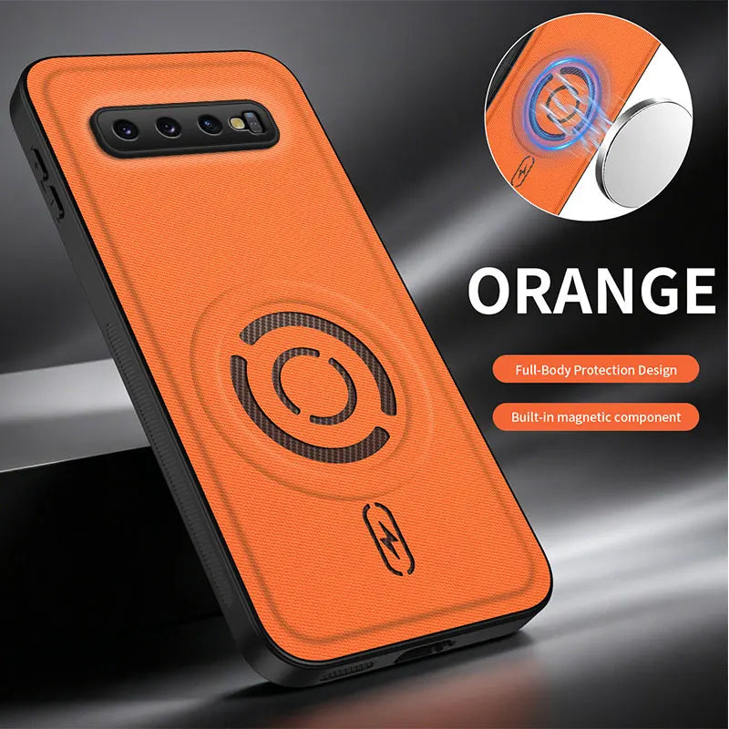 ShockProof Fabric Magnetic Case For Samsung Galaxy S10 Plus S10E S10Plus 4G 5G Wireless Charging Back Cover Coque