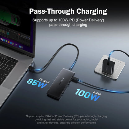 Lemorele TC510 7-in-1 USB-C Docking Station USB Hub Adapter USB C to Dual HDMI 4K@60Hz for Windows MacBook Air Laptop
