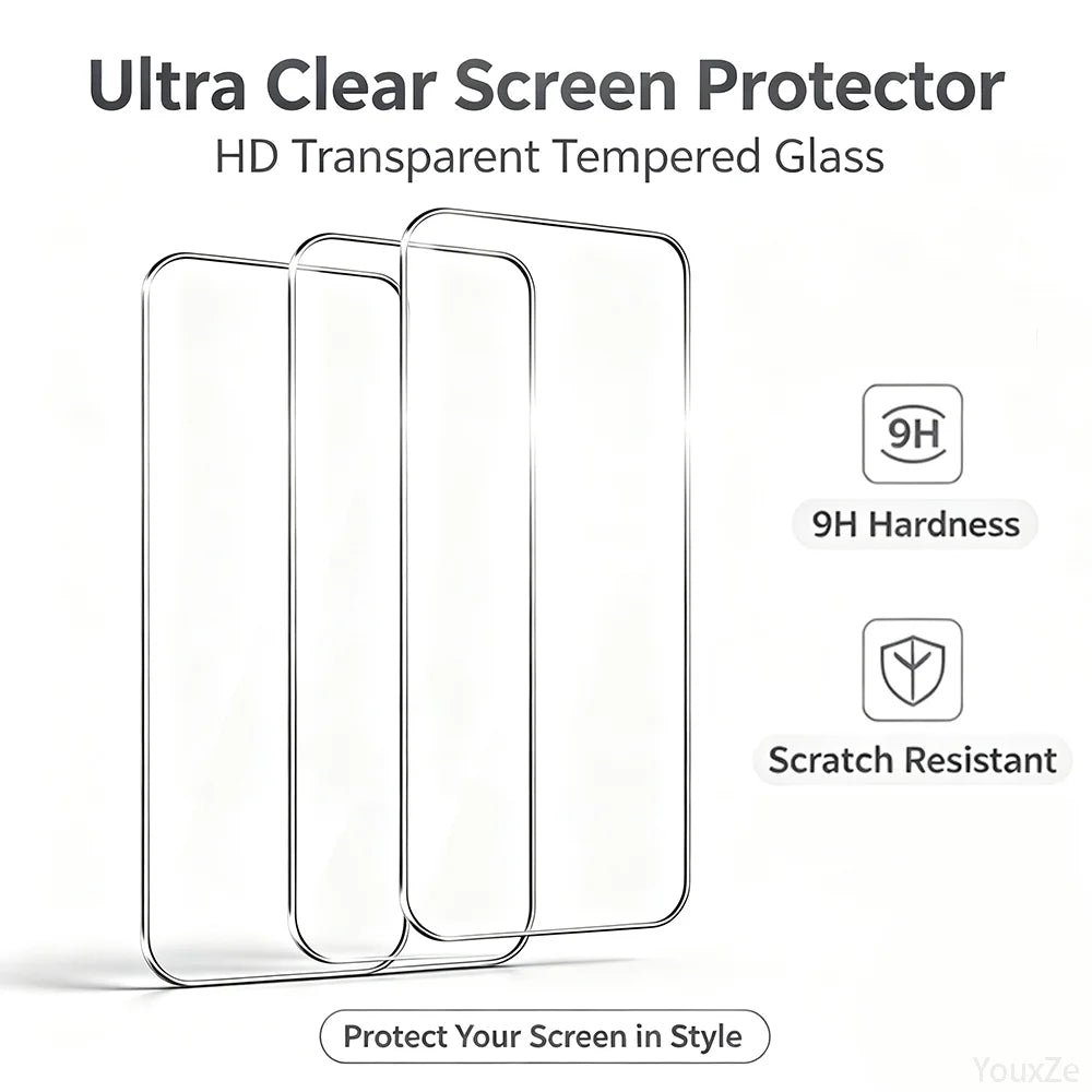 3Pcs Tempered Glass For iPhone 18 17 16 15 14 13 12 11 Pro Max Plus XR Oleophobic Coating Screen Protector Protective Glass Film