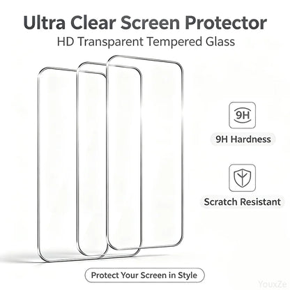 3Pcs Tempered Glass For iPhone 18 17 16 15 14 13 12 11 Pro Max Plus XR Oleophobic Coating Screen Protector Protective Glass Film