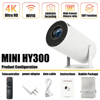 2026New Mini HY300 Projector 4K Android 11 Wifi6 290ANSI Allwinner H713 BT5.0 1080P 1280*720P Cinema Outdoor Portable Projetor ﻿