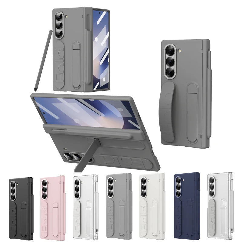 Hinge Protection For Samsung Galaxy Z Fold 7 6 5 4 3 Case With S Pen & Screen Protector & Wristband Invisible Bracket Z Fold 8