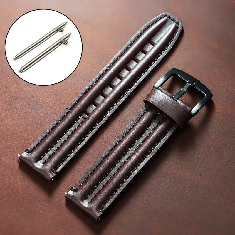 20/22/24mm Cowhide Leather Watchband Straps for Seiko for Omega Men Women Universal Business Bracelets Vintage Oil Wax Wristbelt
