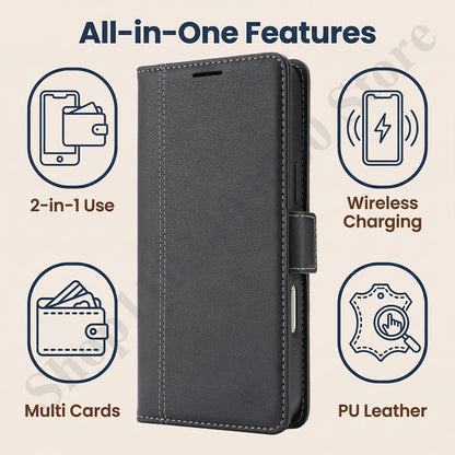 2 In 1 Leather Flip Case For Google Pixel 9 9pro 9A 10 10pro Pro XL 10A Cash Card Slots Holder Wireless Charging Phone Cover