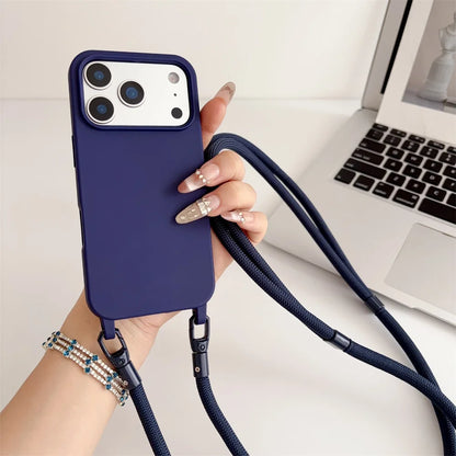 Official Lanyard Case For iPhone 17 Pro Max 14 12 11 13 15 16 Plus 17 Air Shockproof Candy Crossbody Neck Cord Strap Soft Cover