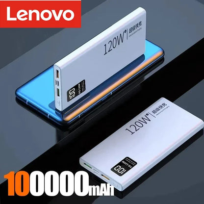 Lenovo 120W Power Bank 200000mAh High Capacity Fast Charging Powerbank Portable Battery Charger For iPhone Samsung Xiaomi NEW