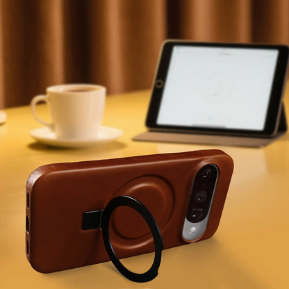 Luxury Magnetic Bracket Holder Genuine Leather Case For Google Pixel 10 Pro XL Pixel10 8A 9Pro 7A 6A 5A Full Wrapped Back Cover