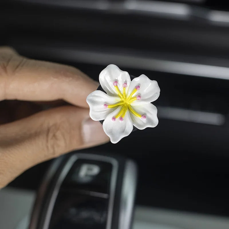 2Pcs Car Perfume Clip Flower Air Outlet  Decorations Bright Peach Blossom Cherry Blossom Car Air Freshener with Fresh Color