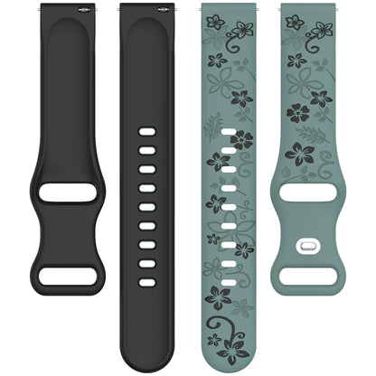 3D Silicone Watch Band Strap 18mm 20mm 22mm Carved Flowers Quick Release Smart Watch Strap for HUAWEI Samsung Amazfit Watch Band