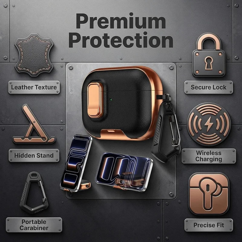 Safety Lock Case For AirPods Headphone Pro Pro 3 with Cleaning Kit Full Body Shockproof Protective Cover For AirPods 4 Pro3 2025