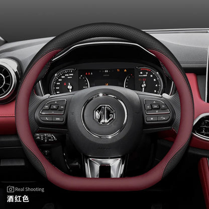 Leather Car Steering Wheel Cover for MG 3 5 One ZX RX5 ZS EHS HS PHEV Luxury Hybrid 2025 2026 Accessories