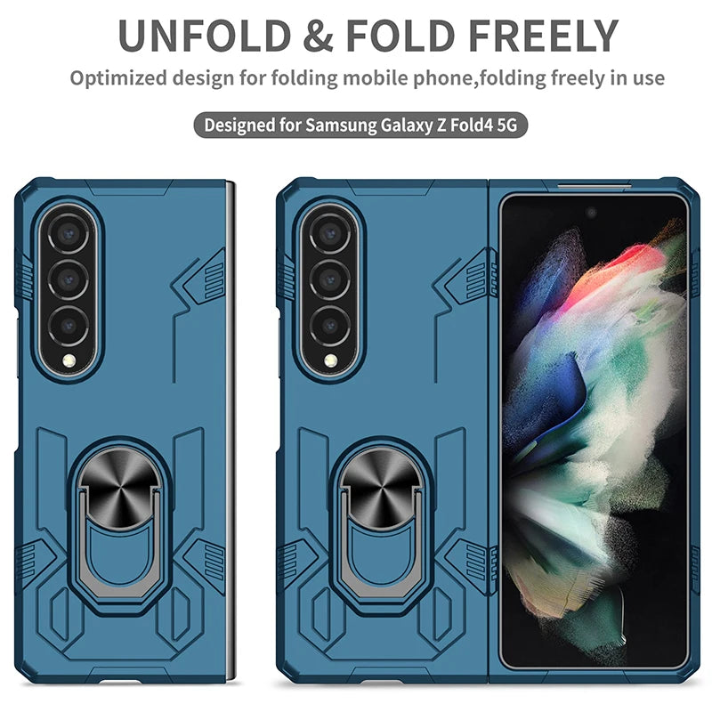 For Z Fold4 Fold3 Case Samsung Z Fold 2 1 Anti Impact Shockproof Anti Scratch Mecha Cover Case Black Green Blue