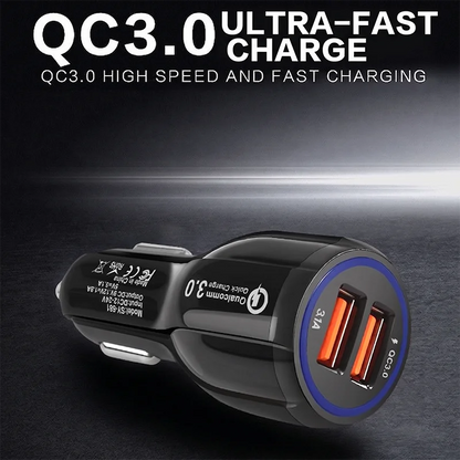 Smart Dual USB Car Charger QC 3.0 3.1A Fast Charging Adapter For iPhone For Samsung And Tablet Universal Car Power Android Phone