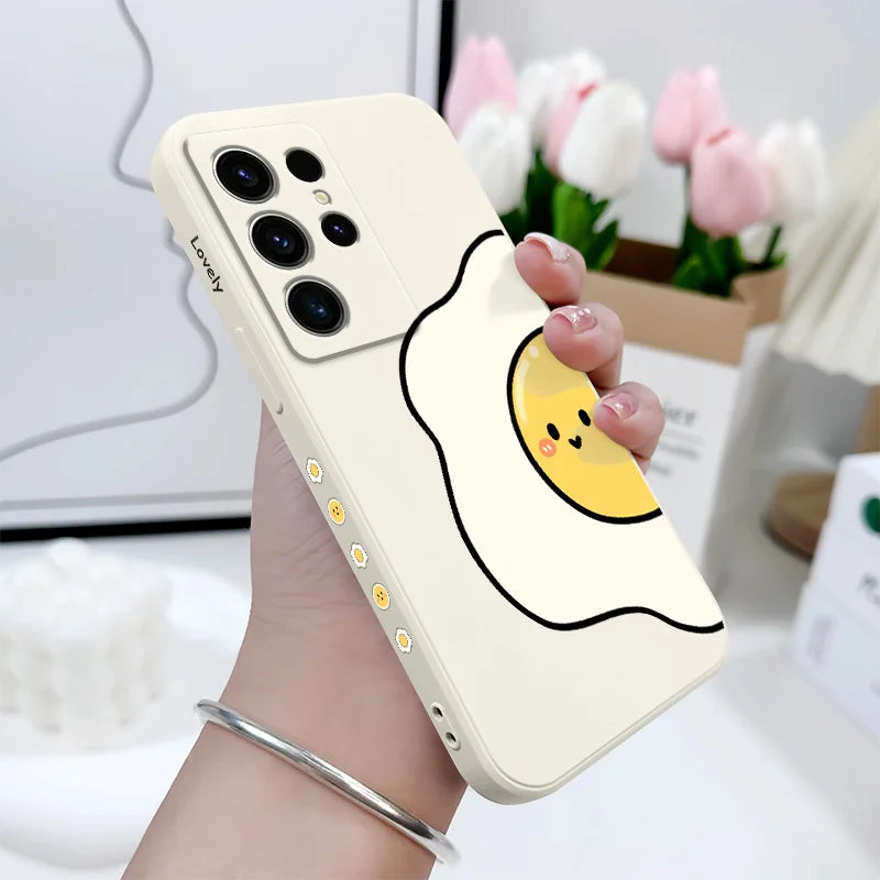 Tomato And Egg Phone Case For Samsung Galaxy S25 S24 S23 S22 S21 S20 S10 S10E Ultra Plus FE Note 20 Ultra Plus Cover