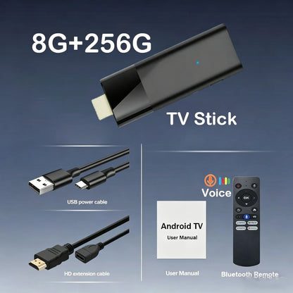Android 16 TV Stick Allwinner H313 Chip 8GB+256GB 8K Ultra HD 2.4G/5G Dual WiFi Bluetooth 6.0 Google Assistant Streaming TV Box