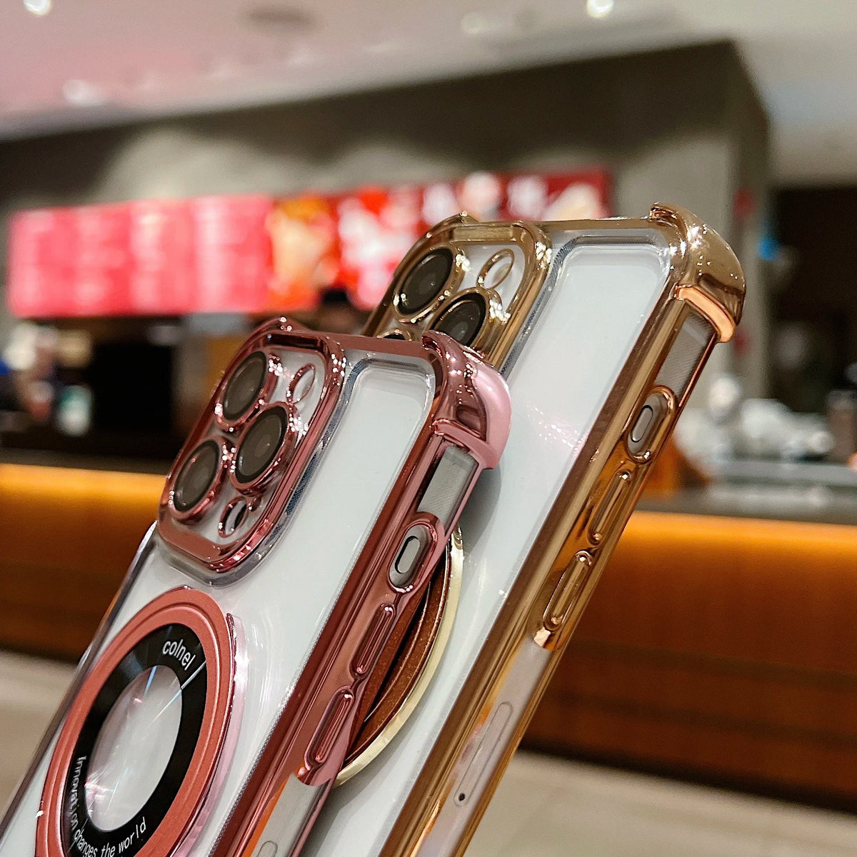 Fashion Plating Magnetic Bracket Case for iPhone 17 16 15 14 13 12 Pro Max Case With Holder Stand Shockproof Cover for Magsafe