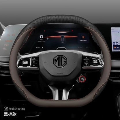 Leather Car Steering Wheel Cover for MG 3 5 One ZX RX5 ZS EHS HS PHEV Luxury Hybrid 2025 2026 Accessories