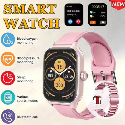 Smart watch with full touch screen, call, message reminder, music control and other functions, compatible with iPhone/android mo