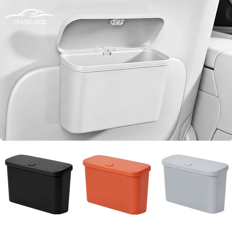 Car Mounted Multifunctional Hanging Garbage Bin, Press Type with Lid, Leak Proof, In Car Storage Bin, In Car Miscellaneous Sorti