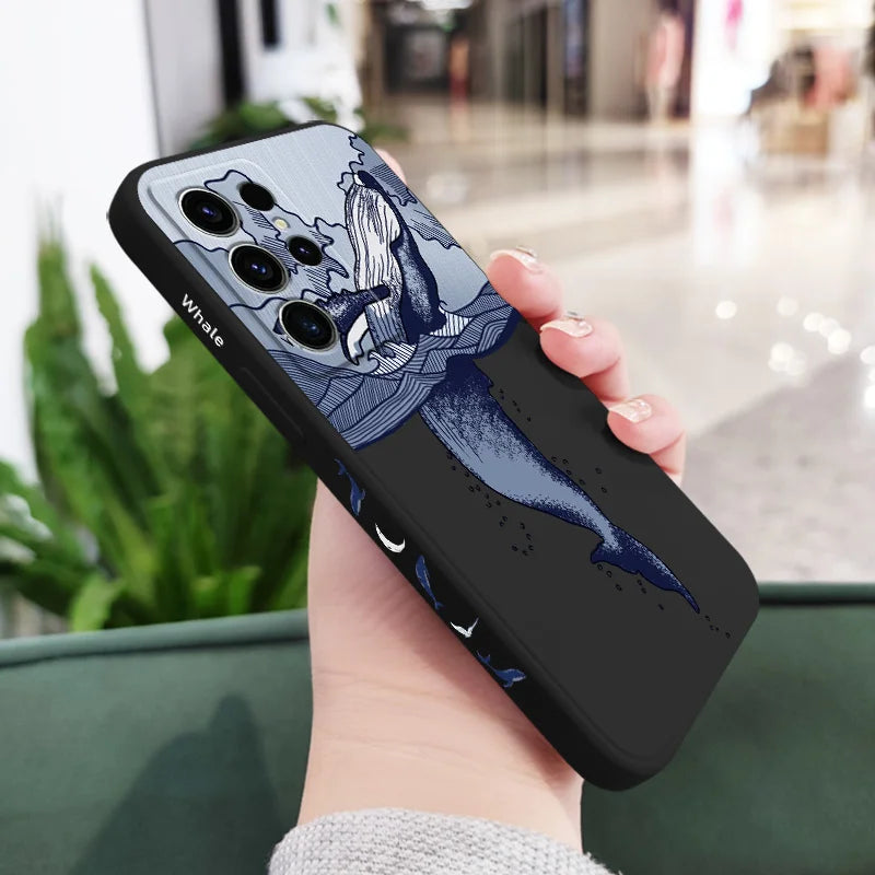 Whale Jumping Phone Case For Samsung Galaxy S25FE  S24 S23 S22 S21 S20 S10 S10E S9 Ultra Plus FE Note 20 Ultra 10 9 Plus Cover