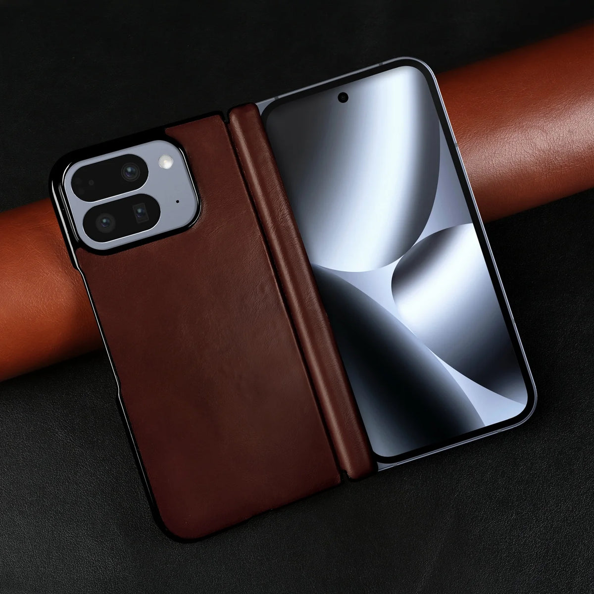 For Google Pixel 10 Pro Fold Case Pixel 9 Pro Fold Retro Full Grain Oil Wax Pattern Cowhide Genuine Leather Phone Cover Fundas