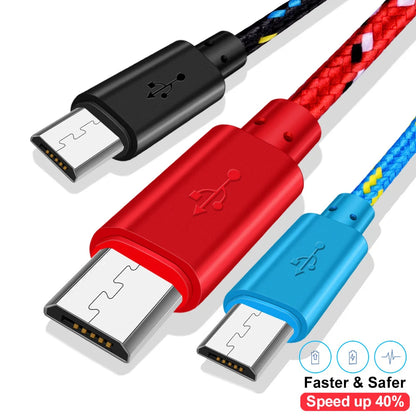 1M/2M/3M Micro USB Fast Charging Cable For Xiaomi Android Mobile Phone Data Sync Cable For Samsung Micro USB Charger Wire V8