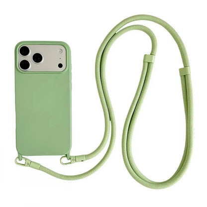 Original Silicone Lanyard Phone Case For iPhone 17 16 15 14 13 Pro Max 17Pro 16Pro Air Shockproof Crossbody Cord Strap Cover