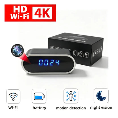 HD4K， New Wi Fi Mini Clock Camera, Upgraded Remote Viewing, Sports Detection, Infrared Night Vision, Home HD Camera