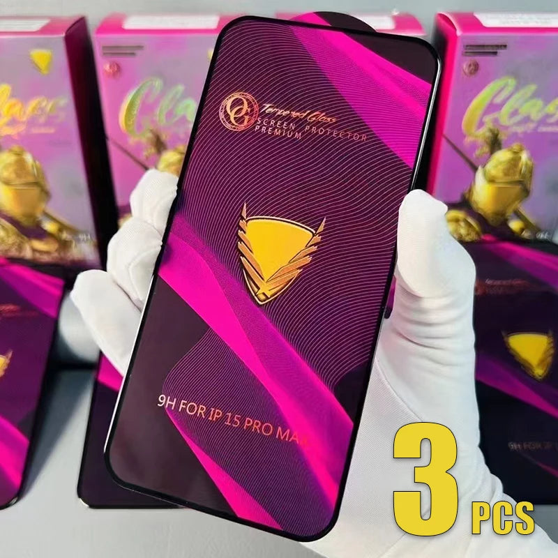 3pcs OG Tempered Glass Full Cover 9H Premium Screen Protector Film For iPhone Duo 18 Pro Max 17 Air 17E 16 Plus 15 14 13