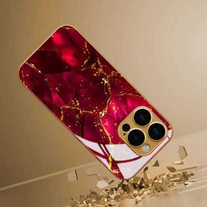 Crimson Crack Tempered Glass Phone Case For iPhone 17 Pro Max 16 15 14 Plus 11 12 13 Pro Max 16E 17Air Lens Protection Cover