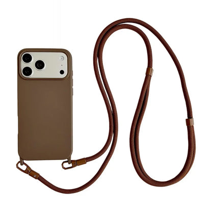 Lanyard Case For iPhone 17 Pro Max 14 12 11 13 15 16 Plus 17 Air Candy Shockproof Crossbody Neck Cord Strap Soft Official Cover