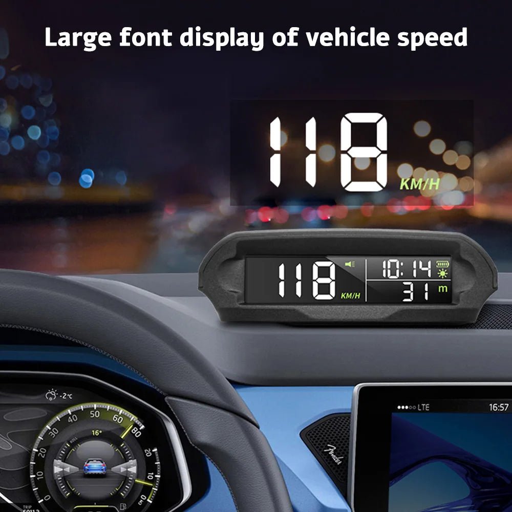 GPS Head Up Display Solar Digital Car Speedometer With Temperature/Altitude Over-Speed Fatigued Driving Reminder
