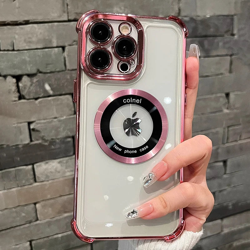 For Magsafe Plating Clear Cases For Samsung Galaxy S26 S25 S24 S23 Ultra S22 Plus S21 FE A36 A35 A34 A55 A54 A53 Magnetic Cover