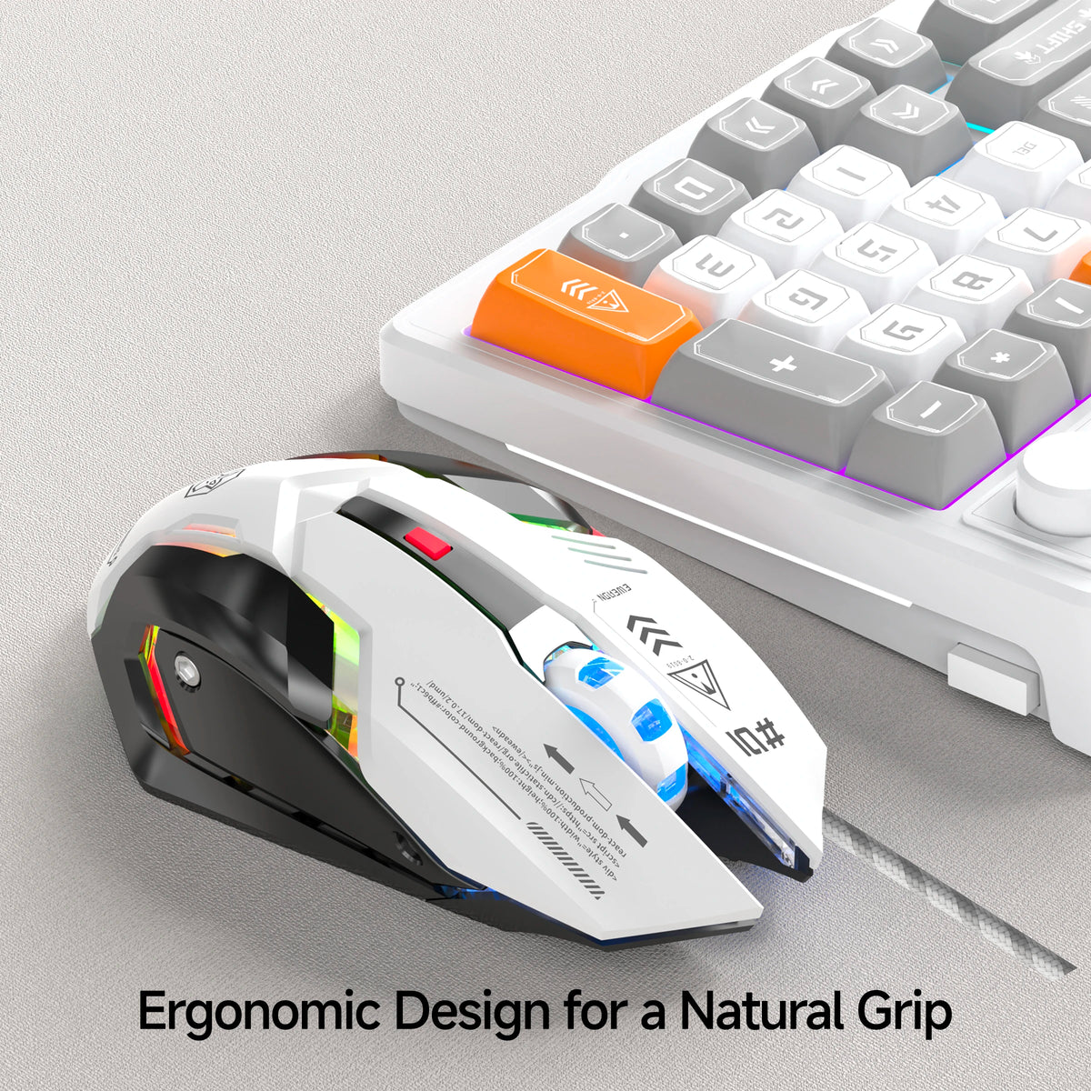 EWEADN G10 Silent Wired Gaming Mouse, Macro Programmable, Ergonomic, for Gaming & Office, Desktop/Laptop/Tablet, Quiet Operation