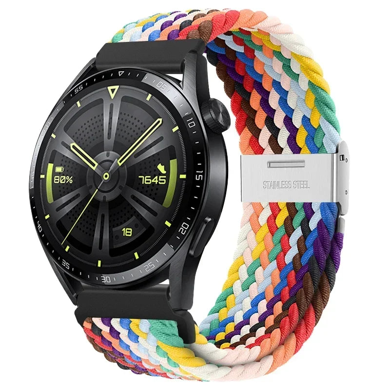20 22mm Strap for Samsung Galaxy Watch 7 6 5 4 Band 40/44mm 5Pro Active 2 Gear S3 Braided Elastic Bracelet for Huawei GT2/3 4Pro