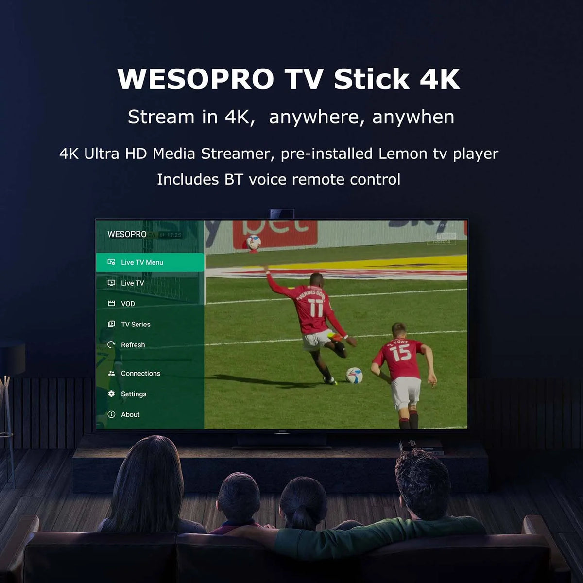 WESOPRO Android TV Stick G2 Smart IPTV Dongle 4K 30fps 2GB RAM 16GB ROM Dual Band 2.4GHz 5.0GHz Wifi 6 BT5.0 Compatible with ATV
