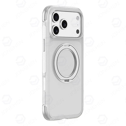 For Magsafe Anti-knock Airbag Matte Translucent Case For iPhone 16 17 18 Pro Max Rotate Magnetic Bracket Shockproof Armor Cover