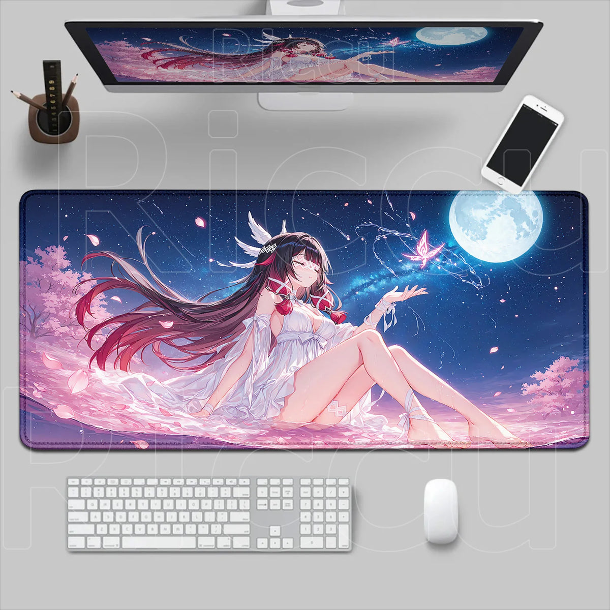 Kawaii Genshin Impact Columbina Mouse Pad Gaming Locking Animal Edge Big Computer Game Large Rubber Art Mousepad Laptop Desk Mat