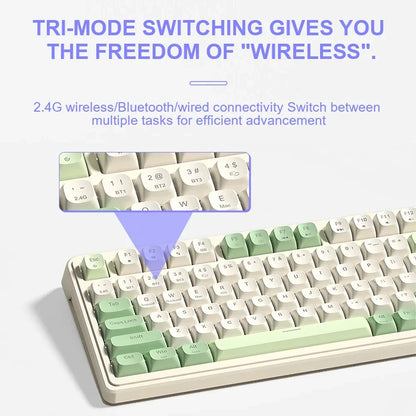 AULA S99 2.4G Wireless/ Bluetooth/Wired Three Mode Gaming Keyboard RGB Ergonomic Keyboard Office Typing Mute 99 Keys Keyboard