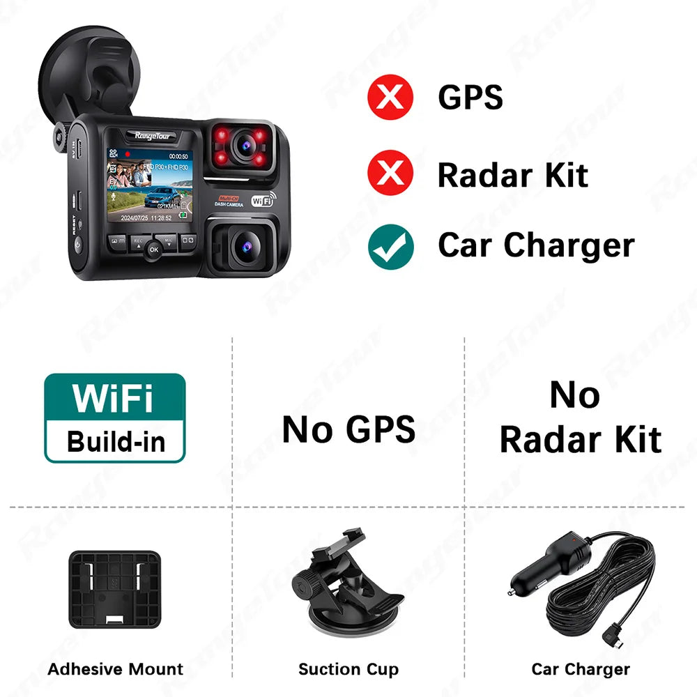 4K 2160P WIFI GPS Logger Dual Lens Car DVR Novatek 96663 Chip Super Night Vision Image Sensor Dual Camera Dash Cam Recorder D30H