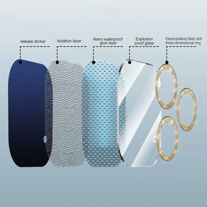 2Pcs Bling Glitter Camera Lens Protector For iPhone 16 13 12 15 14 11 17 Pro Max Plus Lens Protector Cover for iPhone 13 12 Mini