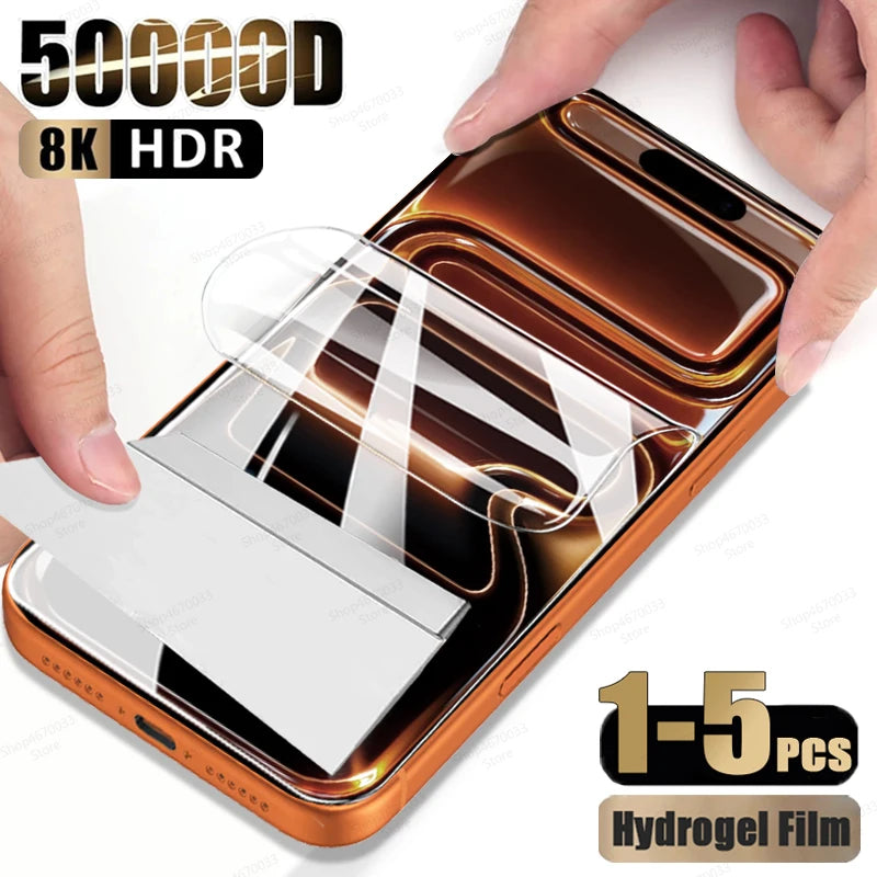 1-5PCS Full Cover Hydrogel Film For iPhone 17 Pro Max 17 Air 13 15 16 14 12 11 Pro Max Plus Mini 16e Screen Protector Soft Cover