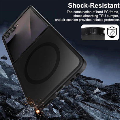 UYUXIO Translucent Magnetic Mobile Phone Case for Samsung Galaxy Z Flip 7 8 Wireless Charging Cases Rugged Cover with Magnet