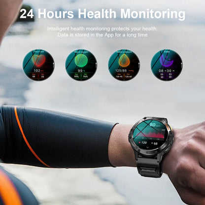 LIGE 1.43 Inch AMOLED Screen Bluetooth Call Flashlight 530mAh Outdoor Men Smart Watch Sports Health Monitor For Android IOS K65