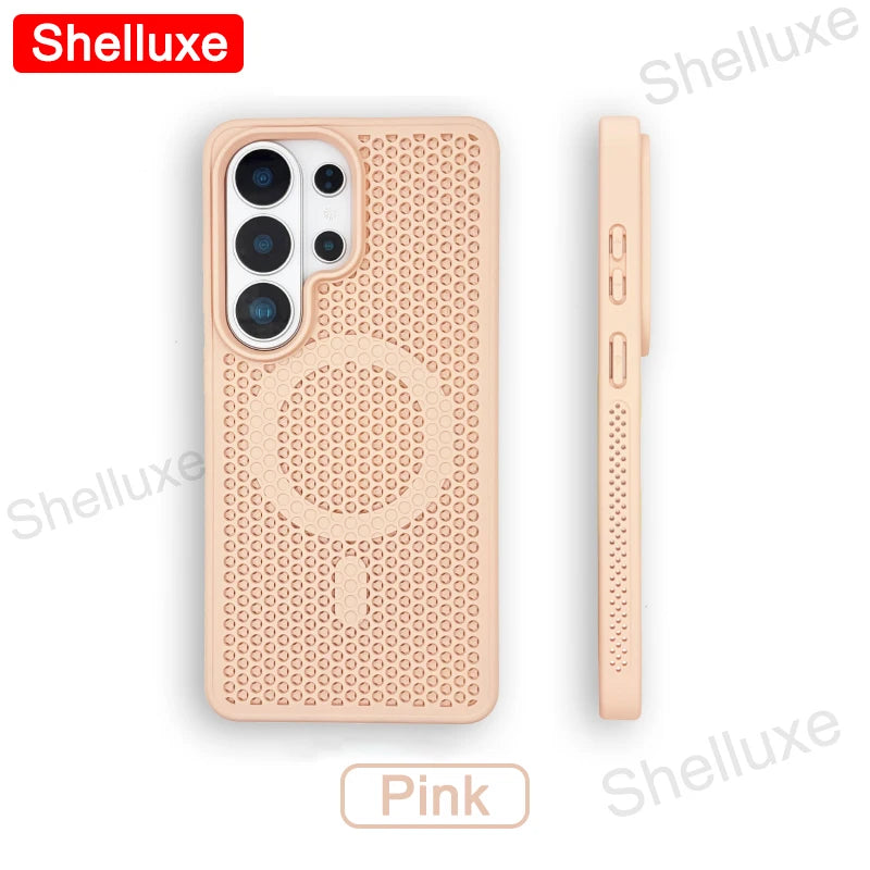 S26 Ultra Cooling Magnetic Case Shelluxe Breathable Mesh PC Hard Cases For Samsung Galaxy S26 S25 S24 S23 S22 Plus Ultra Cover