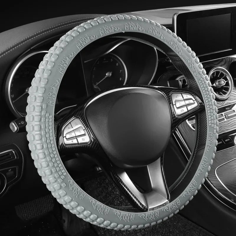 Universal Elastic Car Silicone Steering Wheel Cover Tire Texture Soft No Inner Ring Steering Wheel Automobiles Accessories
