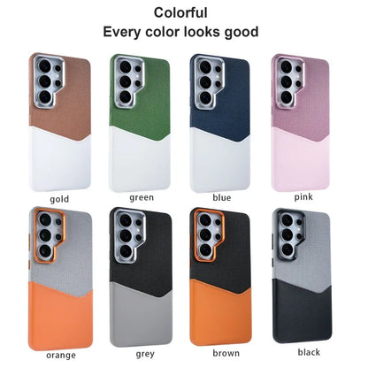 Card Slot Holder Linen Leather MagSafe Phone Case For Samsung S26Ultra S25Ultra S24U Magnetic Wireless Charging Shockproof Cover