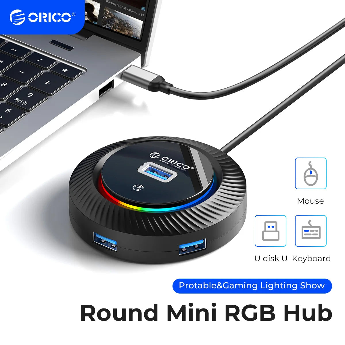 ORICO 4 in 1 USB3.0 Type C Hub with Type C Power Port 5Gbps Multi Splitter OTG Adapter for PC Computer Accessories MacBook Pro